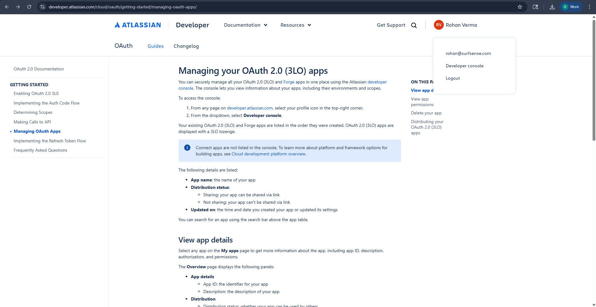 Atlassian Developer Console Access